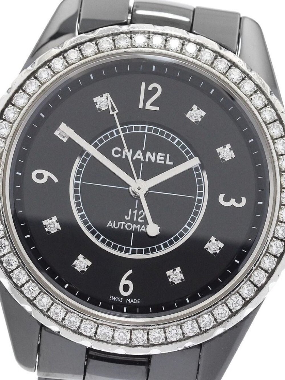 CHANEL J12 H3109 Black ceramic diamond bezel 8P Automatic Men's_896155